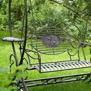 Zaer Ltd. International Pre-Order: "The Valiko" 79" Tall Electroplated Garden Swing Bench - Copper-Brown ZR140338-CB View 5