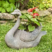 Zaer Ltd International Pre-Order: Set of 2 Magnesium Swan Planters "Derek & Odette" ZR145470-SET View 5