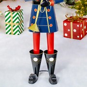 Zaer Ltd International 59" Tall Iron Christmas Blue Nutcracker Holding Trumpet "Harold" ZR131168 View 5