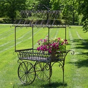 Zaer Ltd. International 7.9ft. Tall Antique Style Iron Flower Cart in Antique Bronze "Paris 1968” ZR154079-BZ View 5