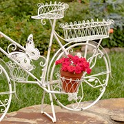 Zaer Ltd International Pre-Order: 37.5" Tall Iron Butterfly Bicycle Plant Stand w/5 Baskets "Mariposa" ZR367701-AW View 5