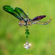 Zaer Ltd. International Three Tone Hanging Acrylic Dragonfly Ornaments with Flowers in 6 Assorted Colors ZR506316 View 5