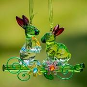 Zaer Ltd. International Two Rabbits Hanging Acrylic Ornaments in 6 Assorted Colors ZR501615 View 5