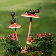 Zaer Ltd International Pre-Order: Set/6 Assorted Funny Ants on Iron Mushroom Garden Stakes "Funny Ants" ZR652404-SET View 5