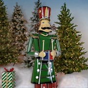 Zaer Ltd International Pre-Order: 59" Tall Iron Christmas Green Nutcracker Holding Drum "Leo" ZR131166 View 5