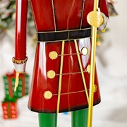 Zaer Ltd International 59" Tall Iron Christmas Burgundy Nutcracker Holding Baton "Henry" ZR131167 View 5