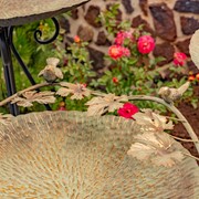 Zaer Ltd International Set of 3 Frosted Gold Iron Birdbaths with Bird Details "Stephania" ZR171426-SET View 5