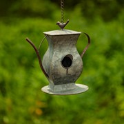 Zaer Ltd International Pre-Order: Set of 6 Assorted Style Galvanized Teapot Birdhouses ZR170773-GVS View 5