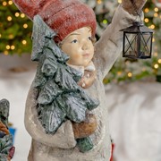 Zaer Ltd International Set of 2 "Winter's Night" Standing Tushkas Holding Lanterns & Christmas Tree ZR117612 View 5