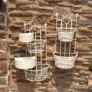 Zaer Ltd International Set of Dual Wall Hanging Planters with Removable Baskets in White "London 1820" ZR161262-AW View 5