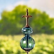 Zaer Ltd International 55" Tall Glass Globe Iron Garden Stake in 6 Assorted Colors ZR111444 View 5