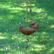 Zaer Ltd. International Pre-Order: Set/6 Assorted Animal Hanging Umbrella Birdfeeder Wind Chimes in Rust ZR777107-RSS View 5