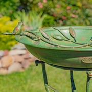 Zaer Ltd International 31in. Tall "Two Birds" Iron Birdbath with Verdi Green Finish ZR180387-VG View 5