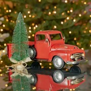 Zaer Ltd International 16" Distressed Red Pickup Truck with Christmas Tree ZR362100 View 5