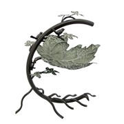 Zaer Ltd International Pre-Order: 29" Tall Galvanized Maple Leaf Birdbath with Birds ZR180154-GV View 5