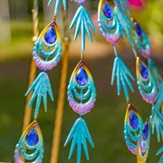 Zaer Ltd International Pre-Order: 34" Tall Set of 2 Metallic Iron Peacock Outdoor Figurines ZR801005-SET View 5