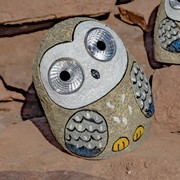 Zaer Ltd International Pre-Order: Set of 3 Solar "Rock" Owls with Light Up Eyes in 3 Assorted Colors VA100001-SET View 5