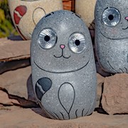 Zaer Ltd International Set of 3 Solar "Rock" Cats with Light Up Eyes in Three Assorted Colors VA100003 View 5