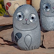 Zaer Ltd International Set of 3 Solar "Rock" Cats with Light Up Eyes in Three Assorted Colors VA100003-SET View 5