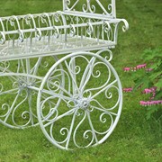 Zaer Ltd. International Pre-Order: "Tusheti" Large Iron Flower Cart with Roof in Antique White ZR180522-AW View 5