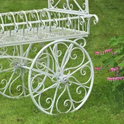 Zaer Ltd. International Pre-Order: "Tusheti" 78.74" Tall Large Iron Flower Cart with Roof in Antq. White ZR180522-AW View 5