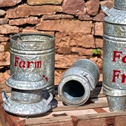 Zaer Ltd International Set of 3 Galvanized Old Style Milk Jug Planters in Red ZR180140-RD View 5