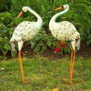 Zaer Ltd International Set of 6 Assorted Style Great White Heron Metal Yard Figurines ZR801809-SET View 5