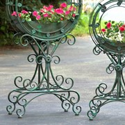Zaer Ltd International Pre-Order: Set of 2 Tall "Tamar" Iron Planters in Verdi Green ZR170813-VG View 5