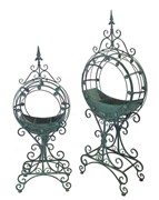 Zaer Ltd International Pre-Order: Set of 2 Tall "Tamar" Iron Planters in Antique White ZR170813-AW View 5