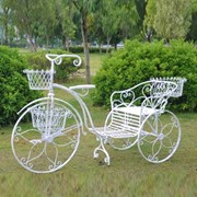 Zaer Ltd International Pre-Order: 50.5" Tall Iron Tricycle Plant Stand with Flower Baskets "Stephania" ZR170735-AW View 5