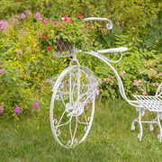 Zaer Ltd International Pre-Order: 50.5" Tall Iron Tricycle Plant Stand with Flower Baskets "Stephania" ZR170735-AW View 5