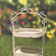 Zaer Ltd International Pre-Order: 43" Tall Three Tier Iron Plant Stand in Antique White ZR180978-AW View 5