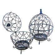 Zaer Ltd. International Pre-Order: Set of 2 Iron Globe Plant Stands with Antique Blue Finish ZR151119-BL View 5