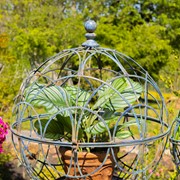 Zaer Ltd. International Set of 2 Assorted Iron Globe Plant Stands in Cobalt Blue "Paris 1968" ZR151119-BL View 5