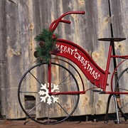 Zaer Ltd International Large Iron "Merry Christmas" Bicycle Decor with Light-Up Wreath ZR181746 View 5