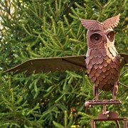 Zaer Ltd International 81" Tall Large Flying Owl Metal Rocking Stake in Antique Rust "Wesley" ZR182410-RS View 5