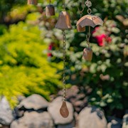 Zaer Ltd International 39.75" Long Antique Copper Umbrella Wind Chime with Glass Marbles & Bells ZR192149 View 5