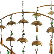 Zaer Ltd International Pre-Order: Set of 3 Antique Copper Umbrella Wind Chimes with Bells ZR192614-SET View 5