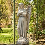 Zaer Ltd International Pre-Order: 47" Tall Standing Magnesium Angel Holding Heart in Grey "Evangeline" ZR228647-GY View 5