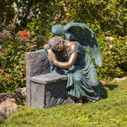 Zaer Ltd International 35" Tall Magnesium Napping Angel on Bench in Antique Bronze "Seraphina" ZR229035-BZ View 5
