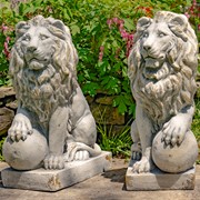 Zaer Ltd International 26.5" Tall Set of 2 Magnesium Lion Sentry Statues in Grey "Marloni & Antonio" ZR560270-GY View 5