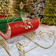 Zaer Ltd. International "Kutaisi" Large Victorian Christmas Sleigh in Red, Green and Gold ZR981109-RG View 5