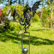 Zaer Ltd International 83.5" Tall Iron Dragon Swing Stake with Tail Up "Sunfyre" ZR191047 View 5