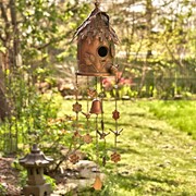 Zaer Ltd International Pre-Order: 37" Long Antique Copper Hanging Birdhouse Wind Chime "Silo” ZR190557-B View 5