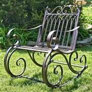 Zaer Ltd International "Tatiana" Iron Rocking Garden Arm Chair in Antique Bronze ZR819612-BZ View 5