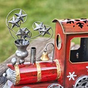 Zaer Ltd International 15" Long Red Iron Christmas Train with Snowflakes & Candleholder ZR180893 View 5