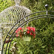 Zaer Ltd International Pre-Order: 102" Tall Iron Moon Gate with Plant Stands in Antique Black ZR190430-BK View 5