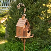 Zaer Ltd International 75" Tall Two Tier Classic Home Copper Finish Birdhouse Stake "Lansdale" ZR193143 View 5