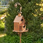 Zaer Ltd International Pre-Order: 75" T. Two Tier Classic Home Copper Finish Birdhouse Stake "Lansdale" ZR193143 View 5