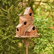Zaer Ltd International 73.75" Tall Four Home Bungalow Copper Finish Birdhouse Stake "Jamison" ZR193144 View 5
